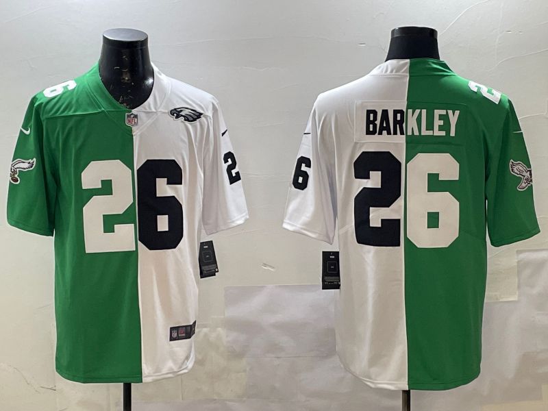Men Philadelphia Eagles #26 Barkley White Green 2025 Nike Vapor Limited NFL Jersey style 9